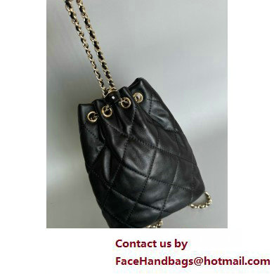 CHANEL Shiny Lambskin  &  Gold-Tone Metal Backpack AS4810 black 2025